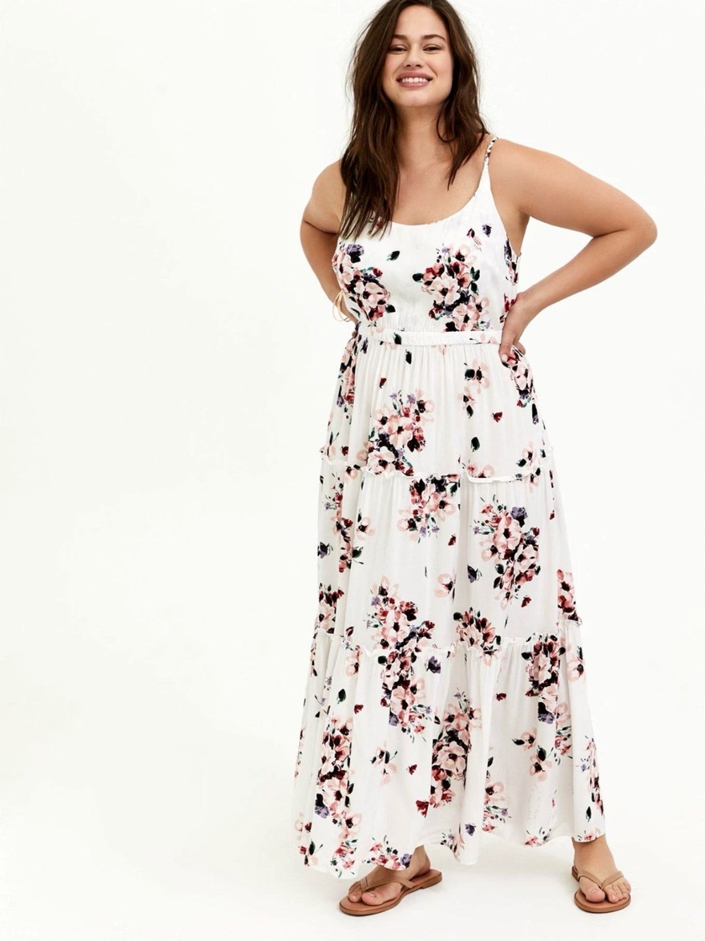 🧡 Sweet & Whimsical! Torrid White Floral Braided Strap Maxi Dress